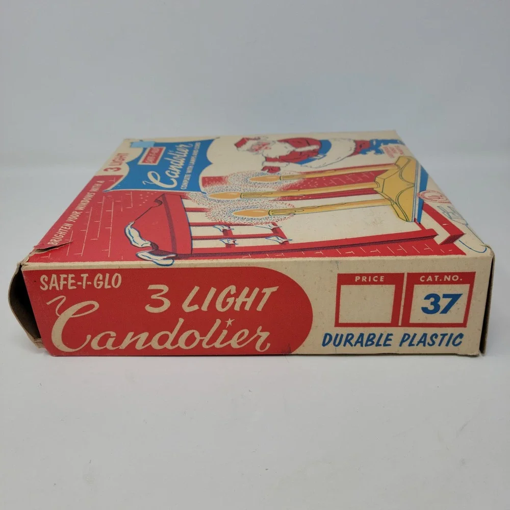 Vintage Safe T‎ Glo 3 Light Candolier Ivory Plastic Christmas Window Decor